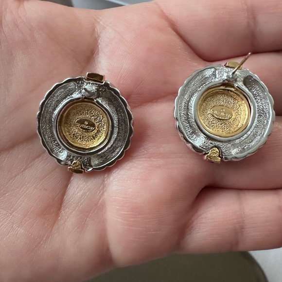 ❌SOLD ❌Givenchy Emerald Color Stone Silver and Gold Plated Earrings - Picture 6 of 6
